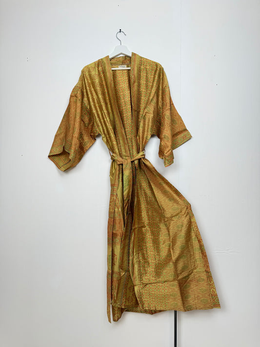 Vintage Saree Silk Kimono / Duster - Long