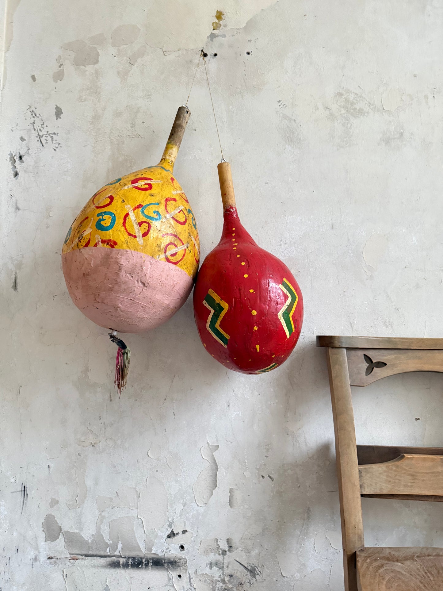 A Pair of 1950’s Papier-Mache Hand Painted Balloon provenance Cottles Circus