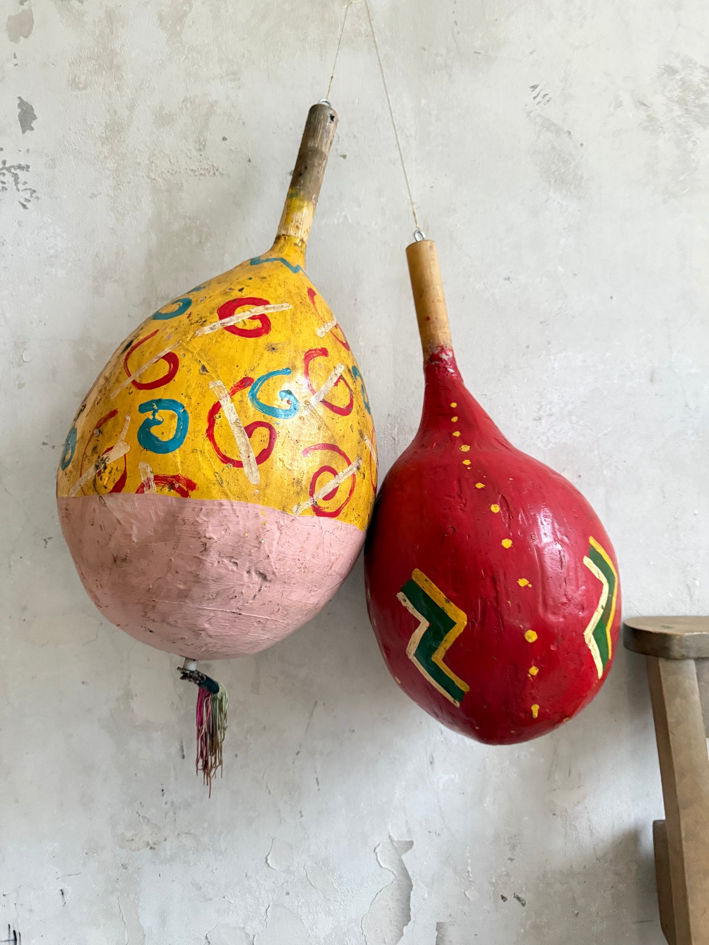 A Pair of 1950’s Papier-Mache Hand Painted Balloon provenance Cottles Circus