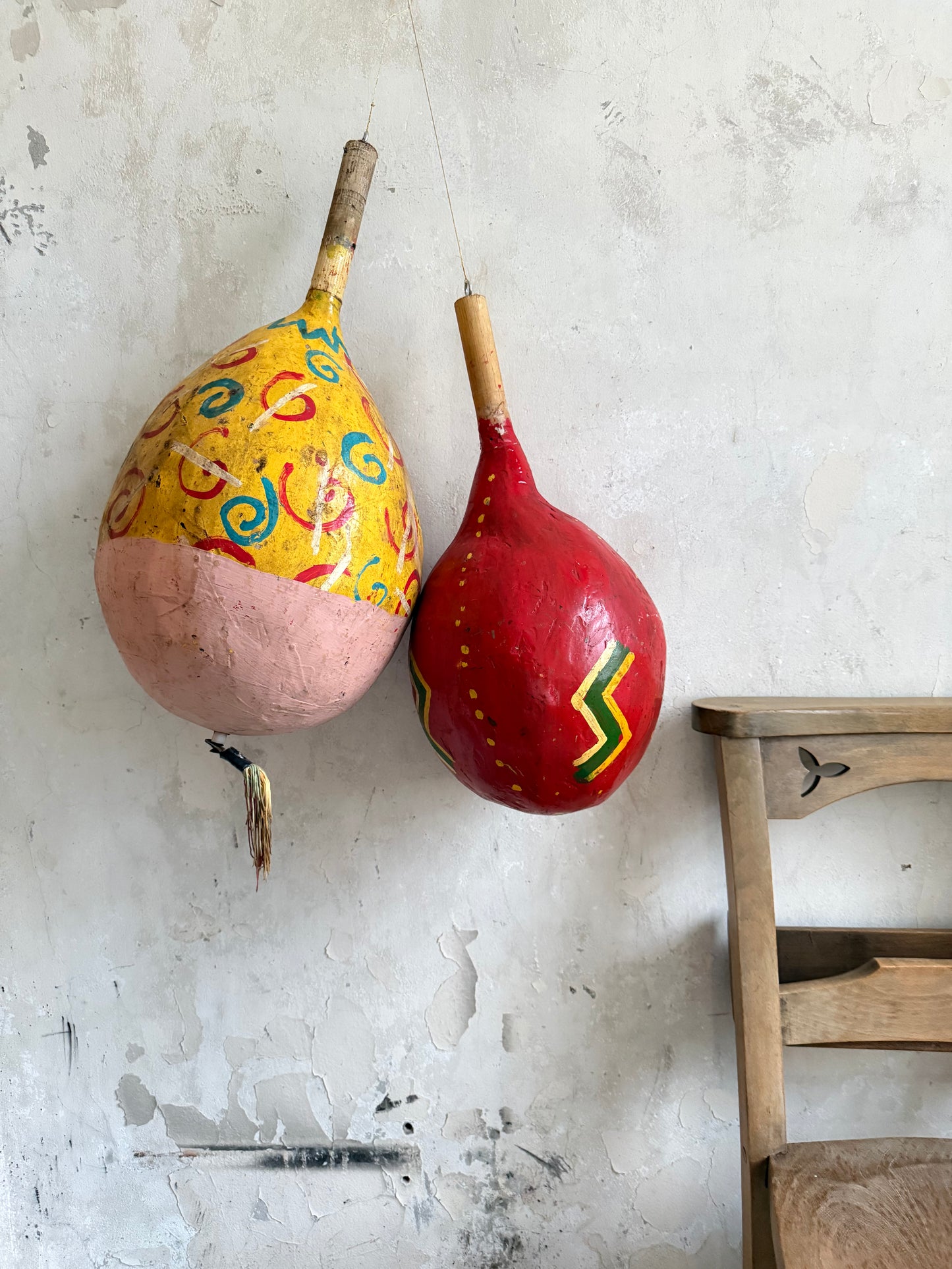 A Pair of 1950’s Papier-Mache Hand Painted Balloon provenance Cottles Circus
