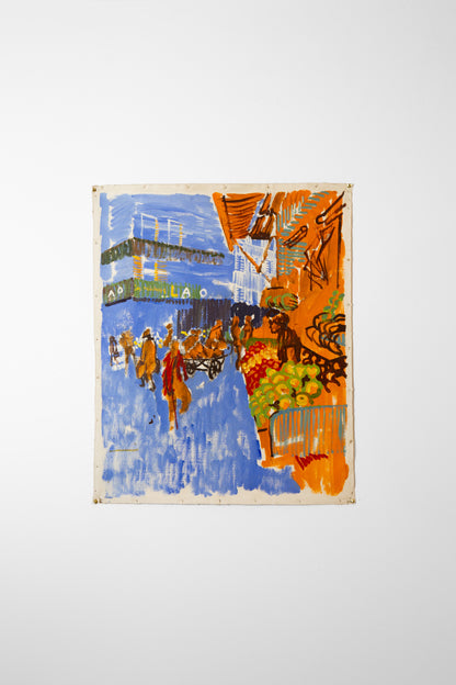 Parisian Market Scene - LEONARD BENNETTS, New Zealand | 1933-2004