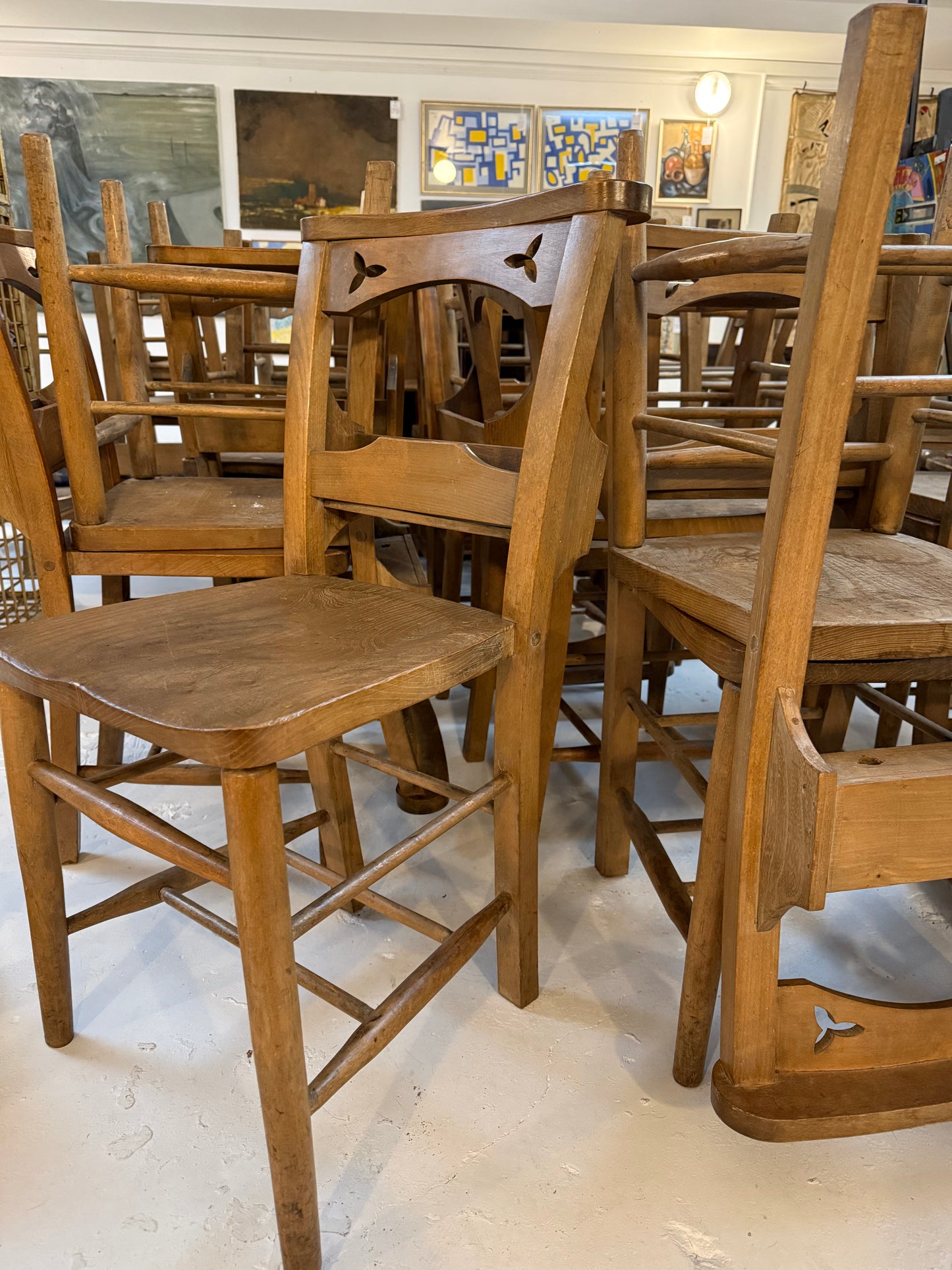 Elm & Beech Chapel Chairs c1920