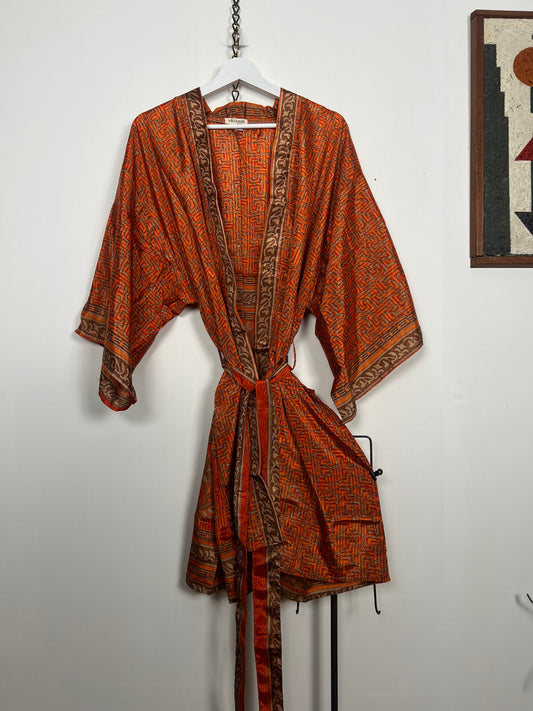 Vintage Saree Silk Kimono / Duster - Short