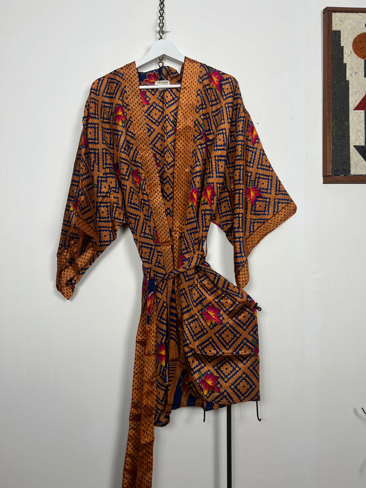 Vintage Saree Silk Kimono / Duster - Short