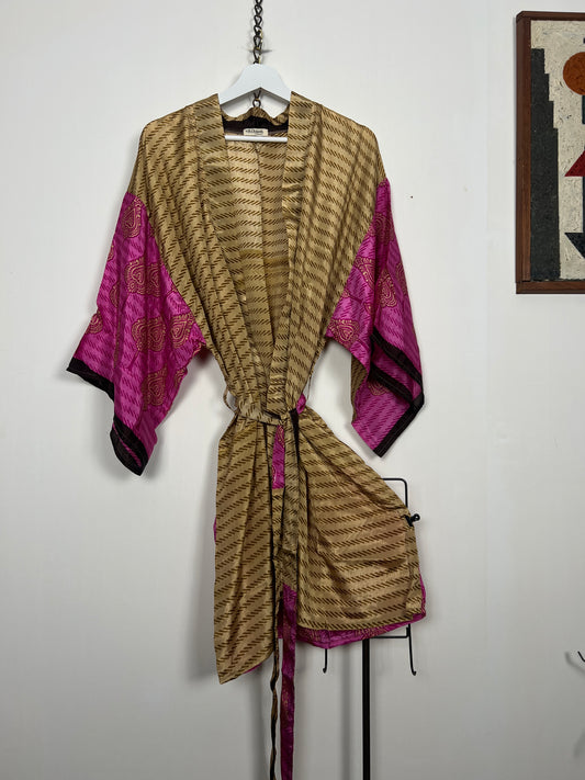 Vintage Saree Silk Kimono / Duster - Short