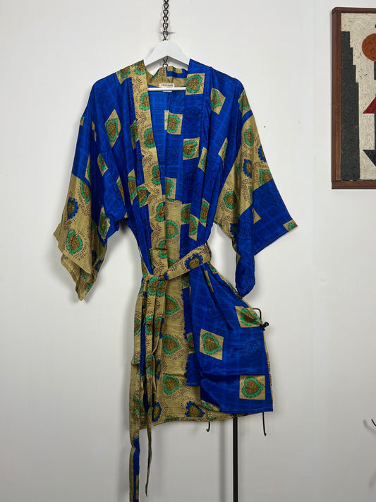 Vintage Saree Silk Kimono / Duster - Short