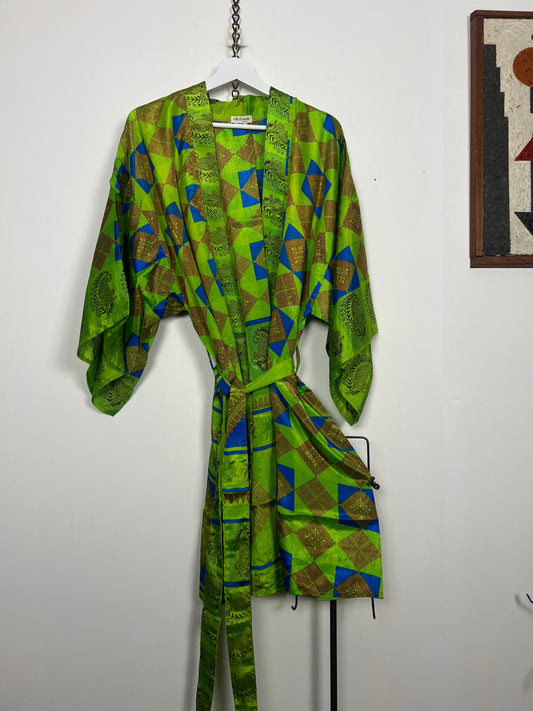 Vintage Saree Silk Kimono / Duster - Short