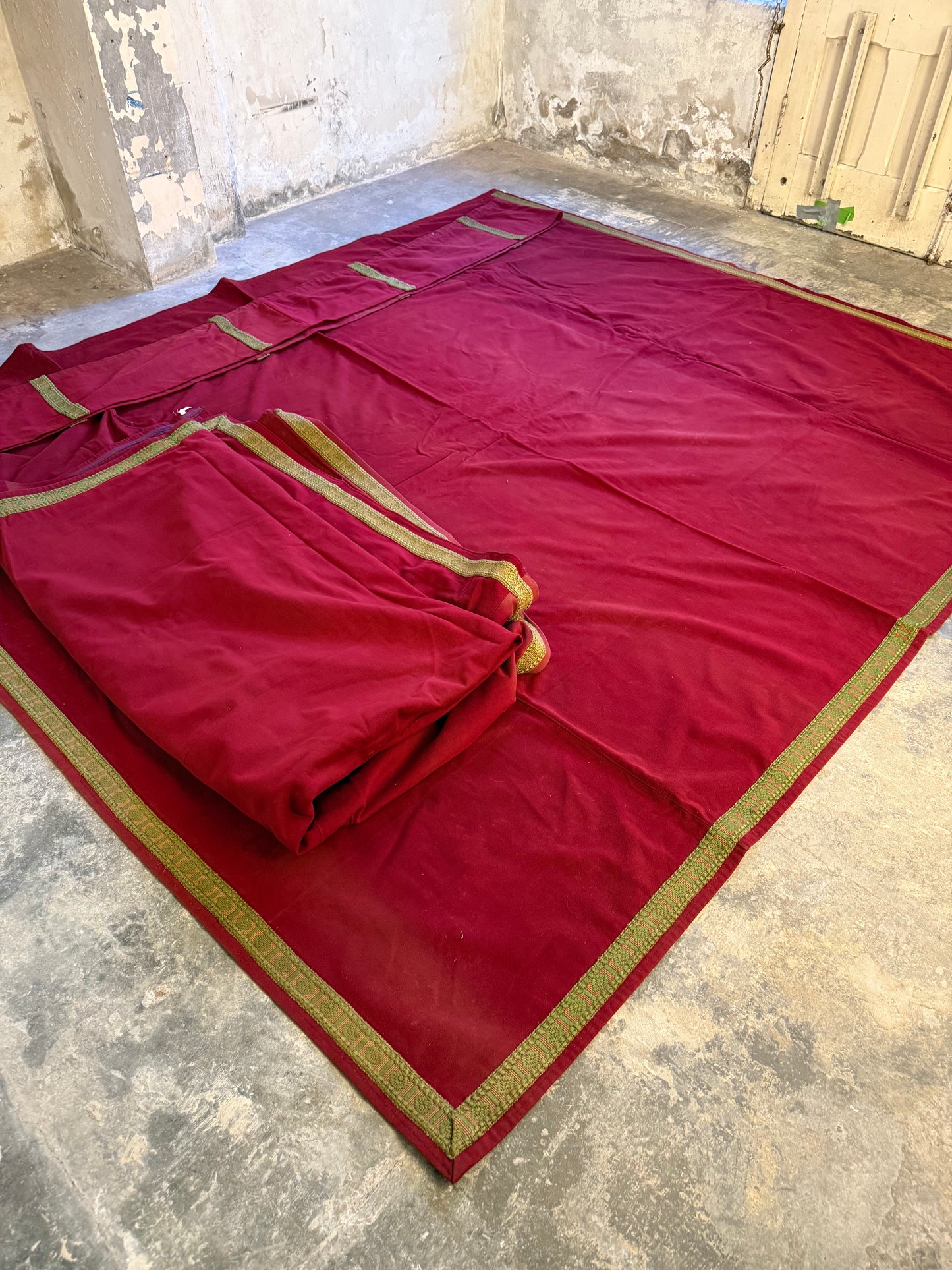 Penicuik House, Scotland ~ Pair Large Wool Curtains & Valance