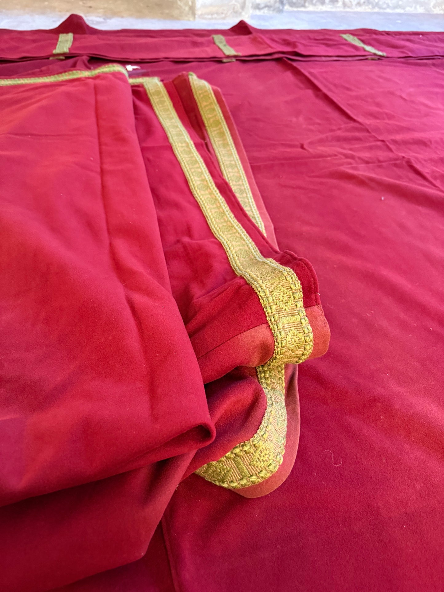 Penicuik House, Scotland ~ Pair Large Wool Curtains & Valance