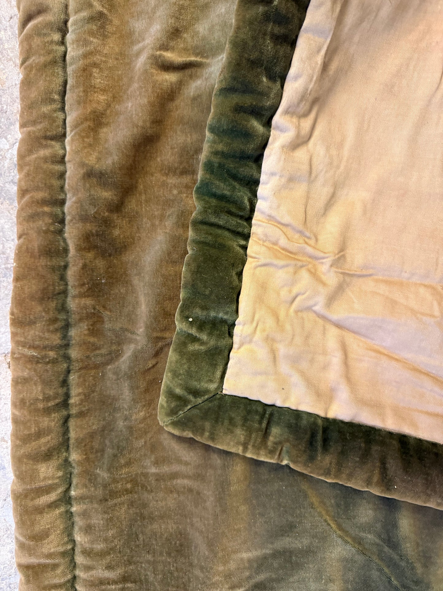 Penicuik House, Scotland ~ Large Pair Green Velvet Curtain Panels & Valance