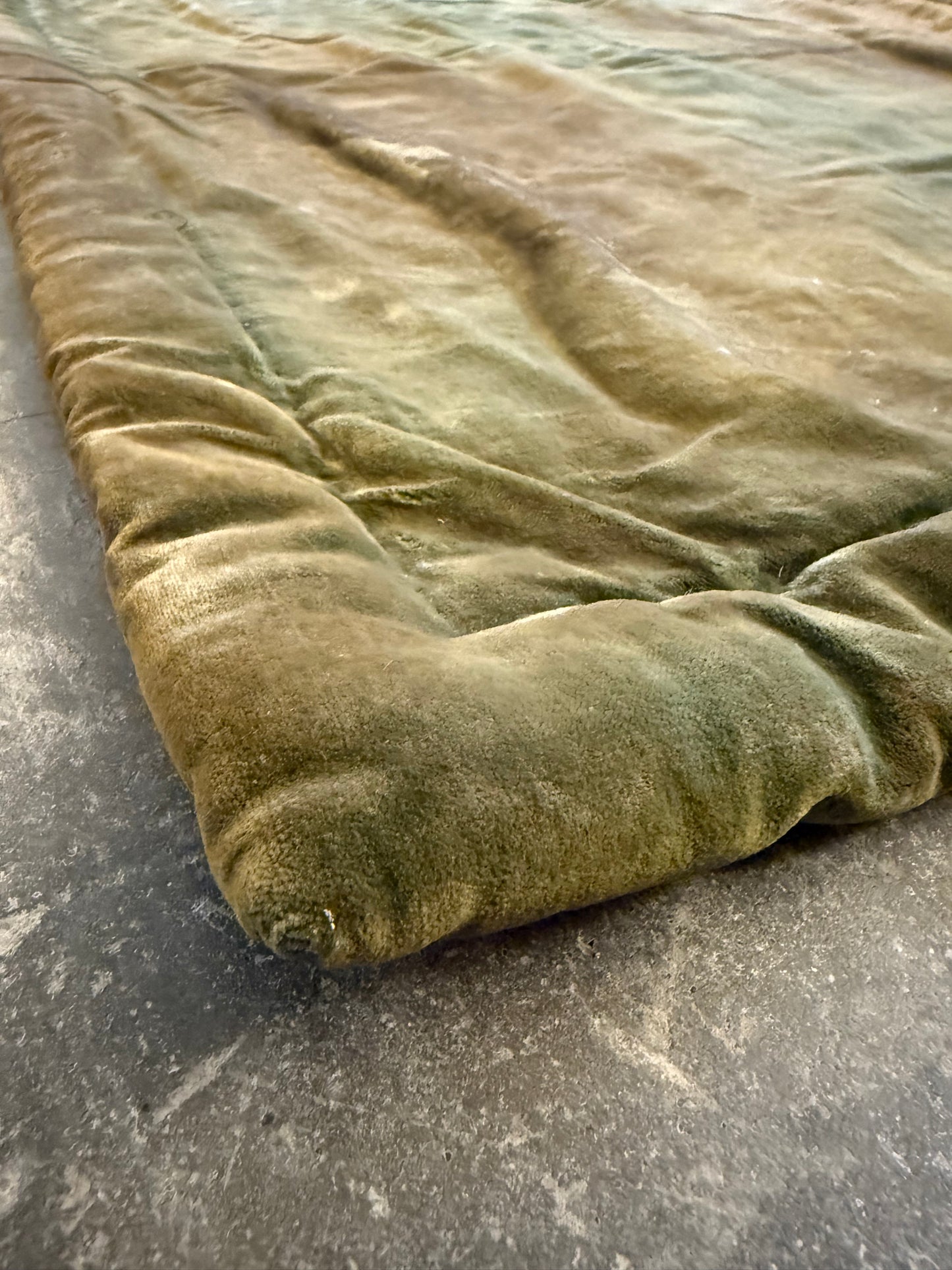 Penicuik House, Scotland ~ Large Pair Green Velvet Curtain Panels & Valance