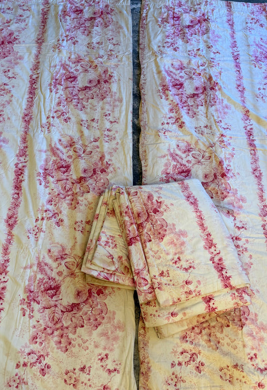 Two Pairs of Pink Toile de Jouy Curtains - Whytock & Reid Miss Lavinia's Room