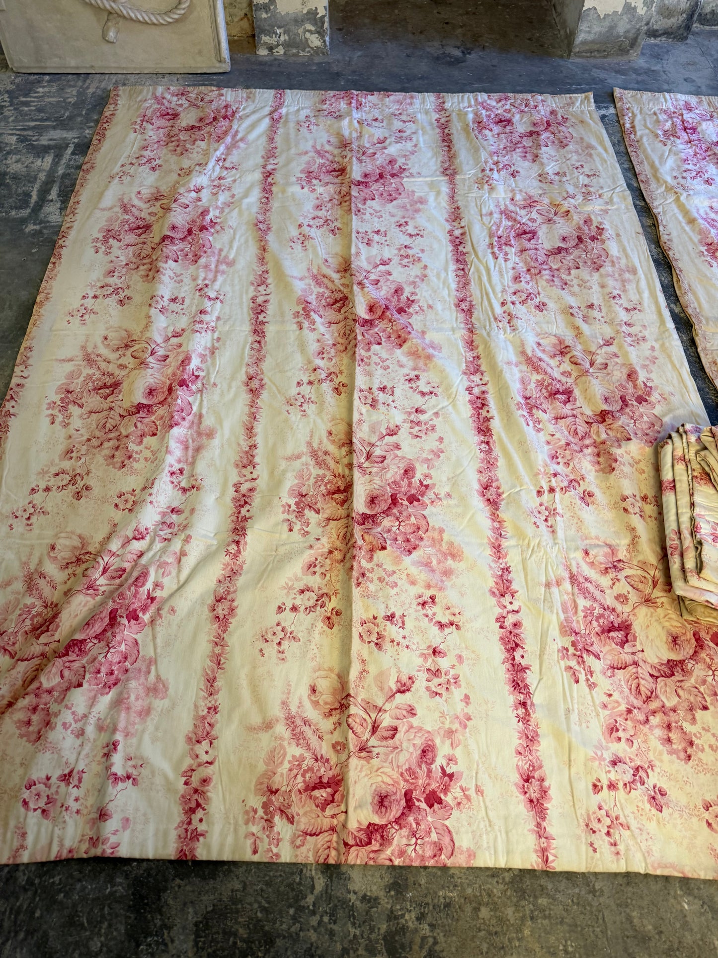 Two Pairs of Pink Toile de Jouy Curtains - Whytock & Reid Miss Lavinia's Room