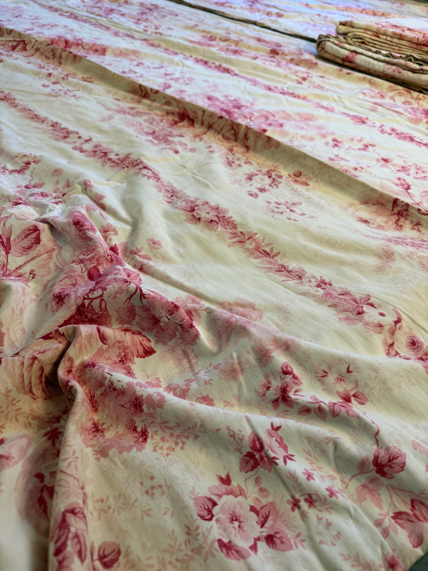 Two Pairs of Pink Toile de Jouy Curtains - Whytock & Reid Miss Lavinia's Room