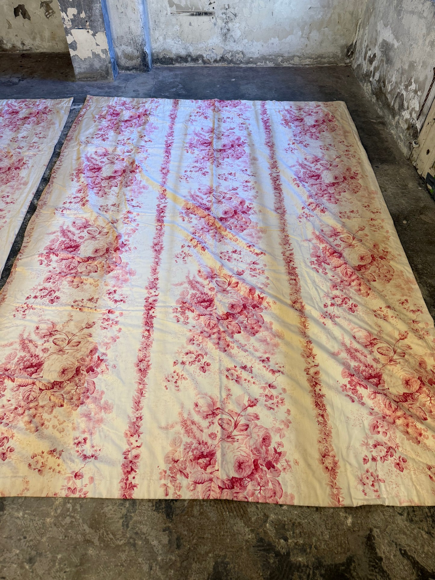 Two Pairs of Pink Toile de Jouy Curtains - Whytock & Reid Miss Lavinia's Room