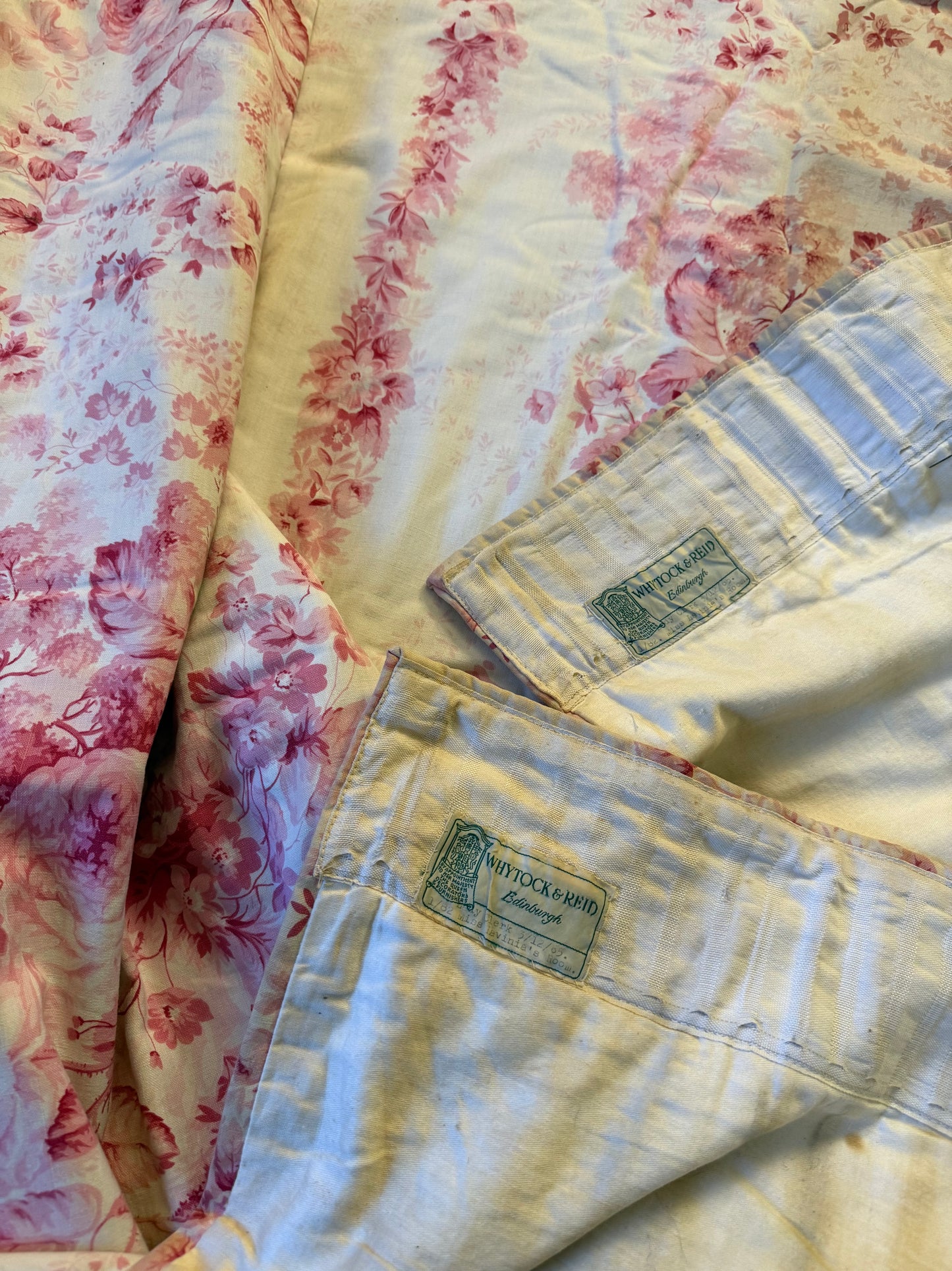 Two Pairs of Pink Toile de Jouy Curtains - Whytock & Reid Miss Lavinia's Room