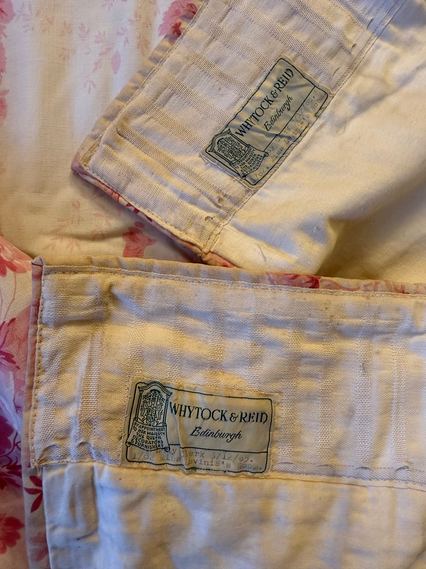 Two Pairs of Pink Toile de Jouy Curtains - Whytock & Reid Miss Lavinia's Room