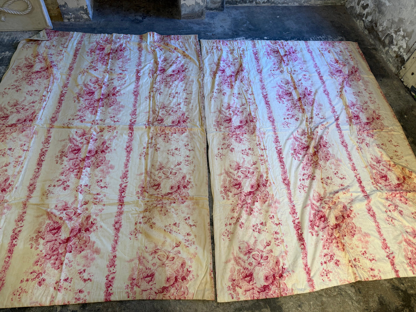 Two Pairs of Pink Toile de Jouy Curtains - Whytock & Reid Miss Lavinia's Room