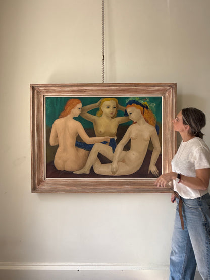 Three Nudes, 1944 | Monumental European Modernist Oil Painting