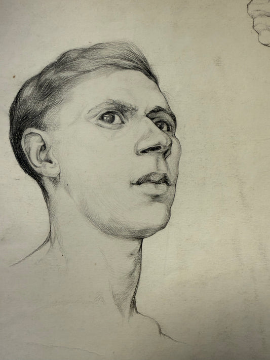 A Life Pencil Drawing of a Gentleman on paper.