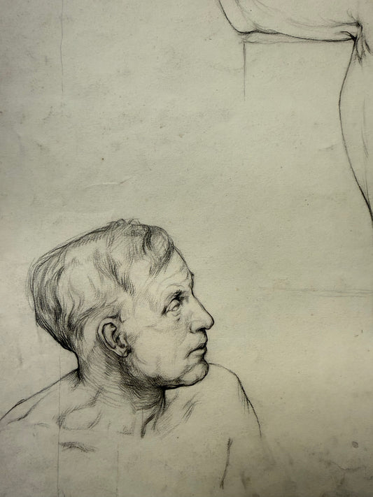 A Life Pencil Drawing of a Gentleman on paper.