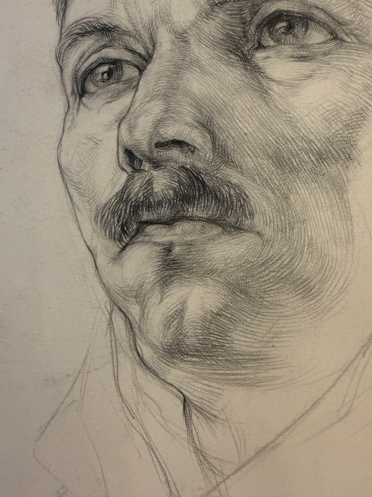 A Life Pencil Drawing of a Gentleman on paper.