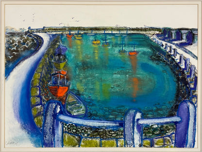 Green Harbour with Boats - ISOBEL COLVILLE Scottish | 1935 - 2025