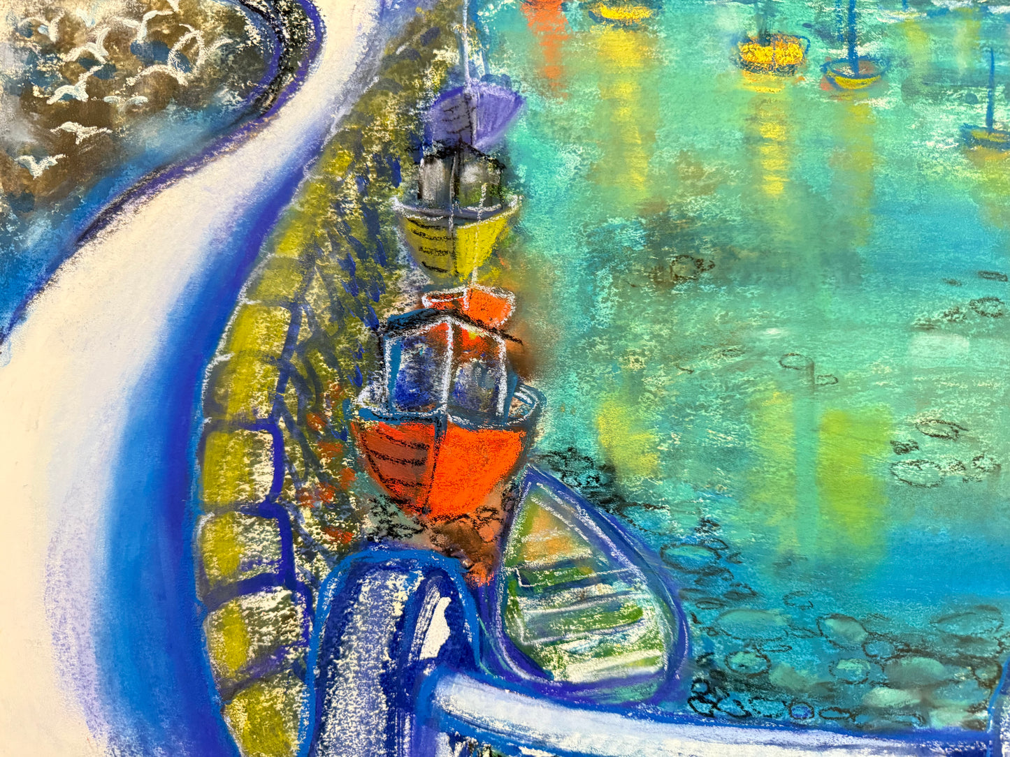 Green Harbour with Boats - ISOBEL COLVILLE Scottish | 1935 - 2025