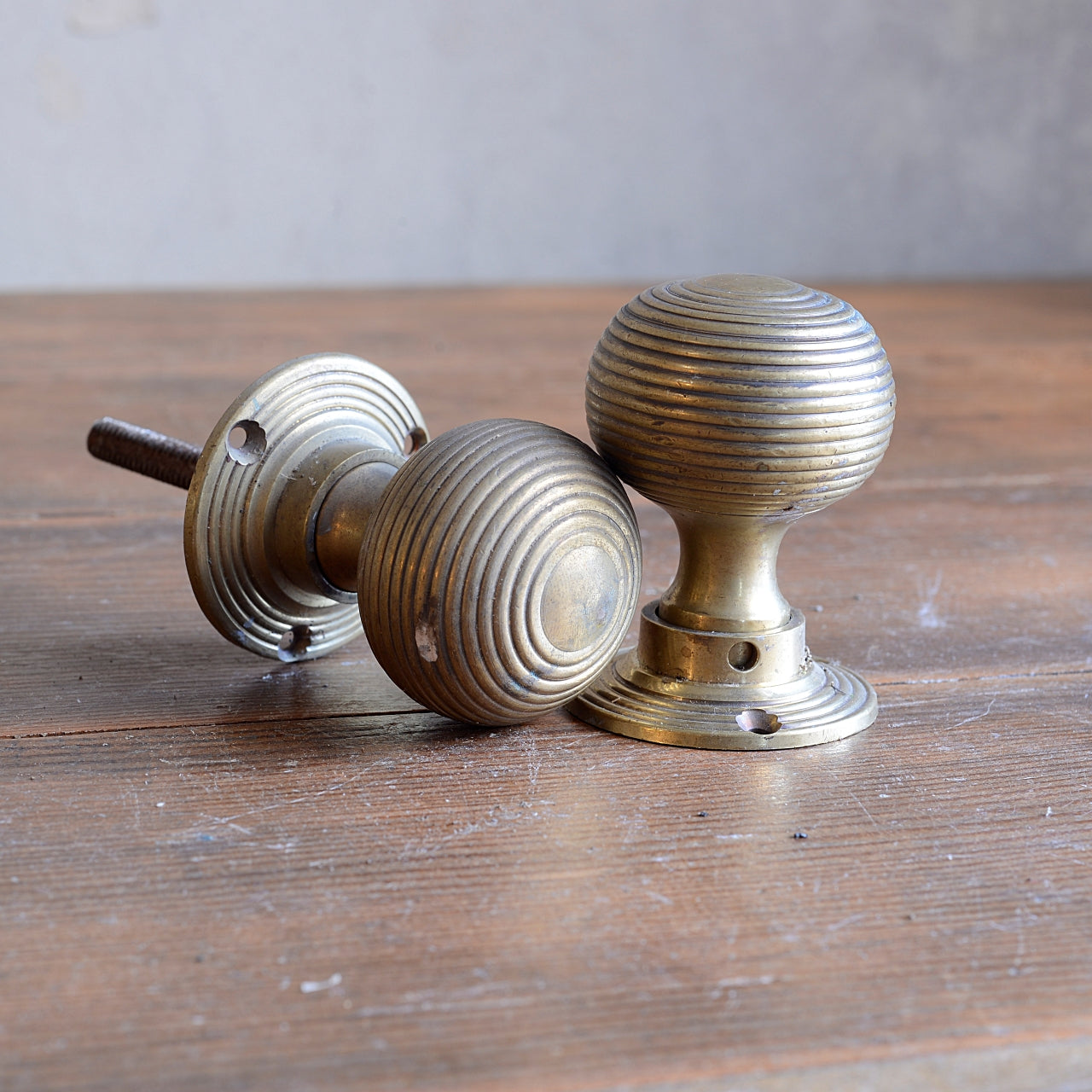 Brass Beehive Door Handles - 3 Pairs