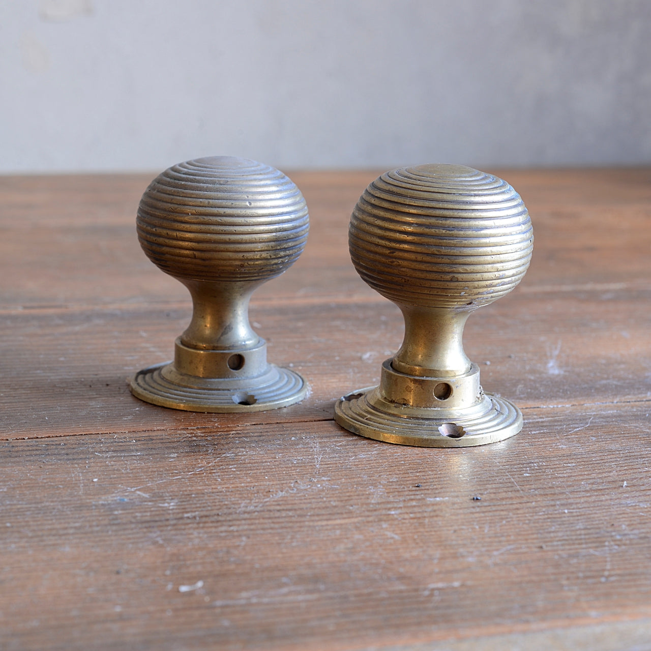 Brass Beehive Door Handles - 3 Pairs