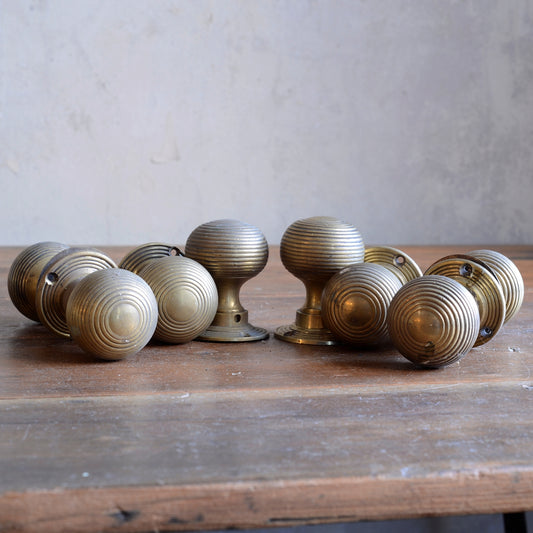 Brass Beehive Door Handles - 3 Pairs
