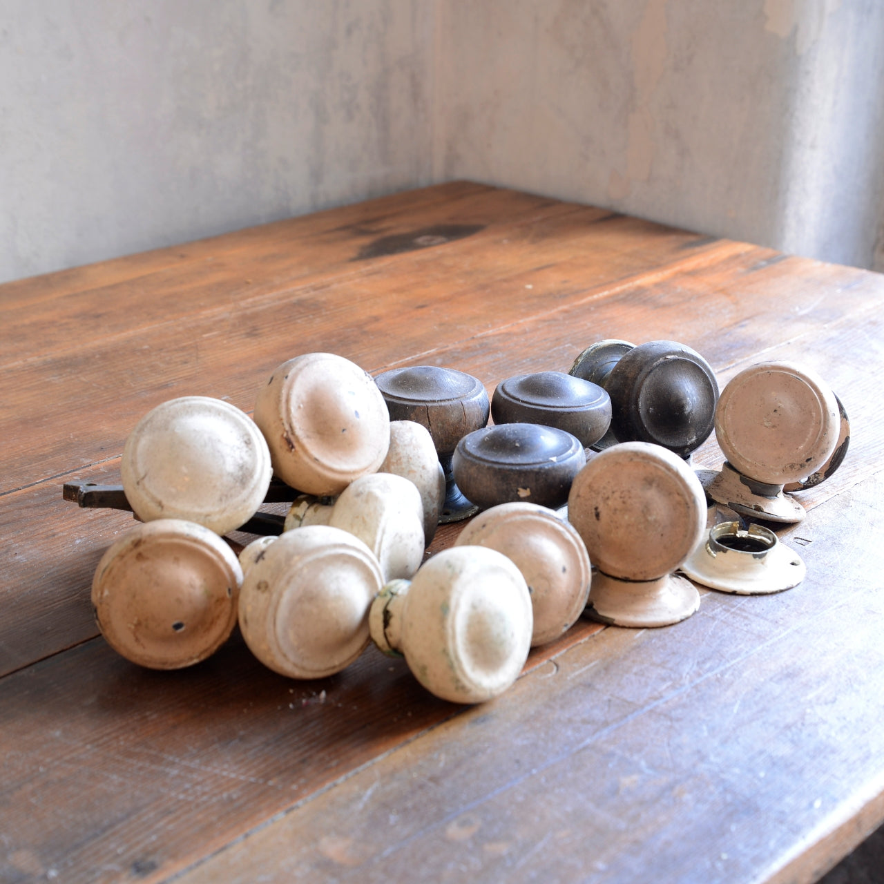 Collection of Wood & Brass Door Handles for restoration