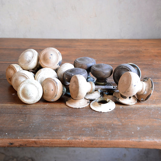 Collection of Wood & Brass Door Handles for restoration
