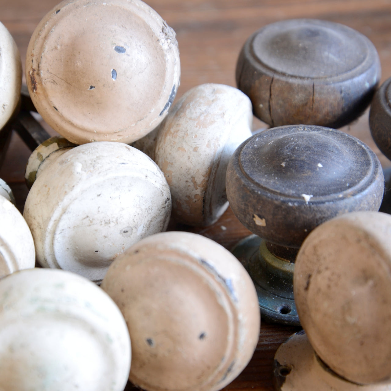 Collection of Wood & Brass Door Handles for restoration