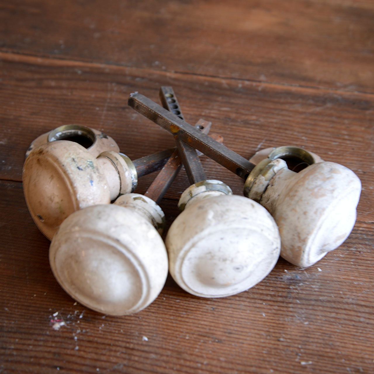 Collection of Wood & Brass Door Handles for restoration