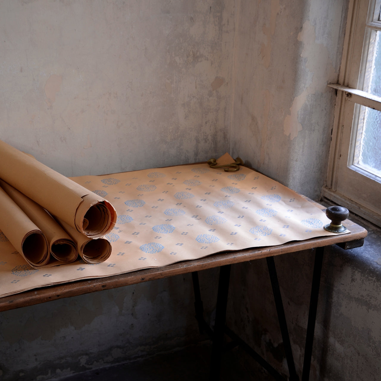 Rolls of block printed Japanese Paper