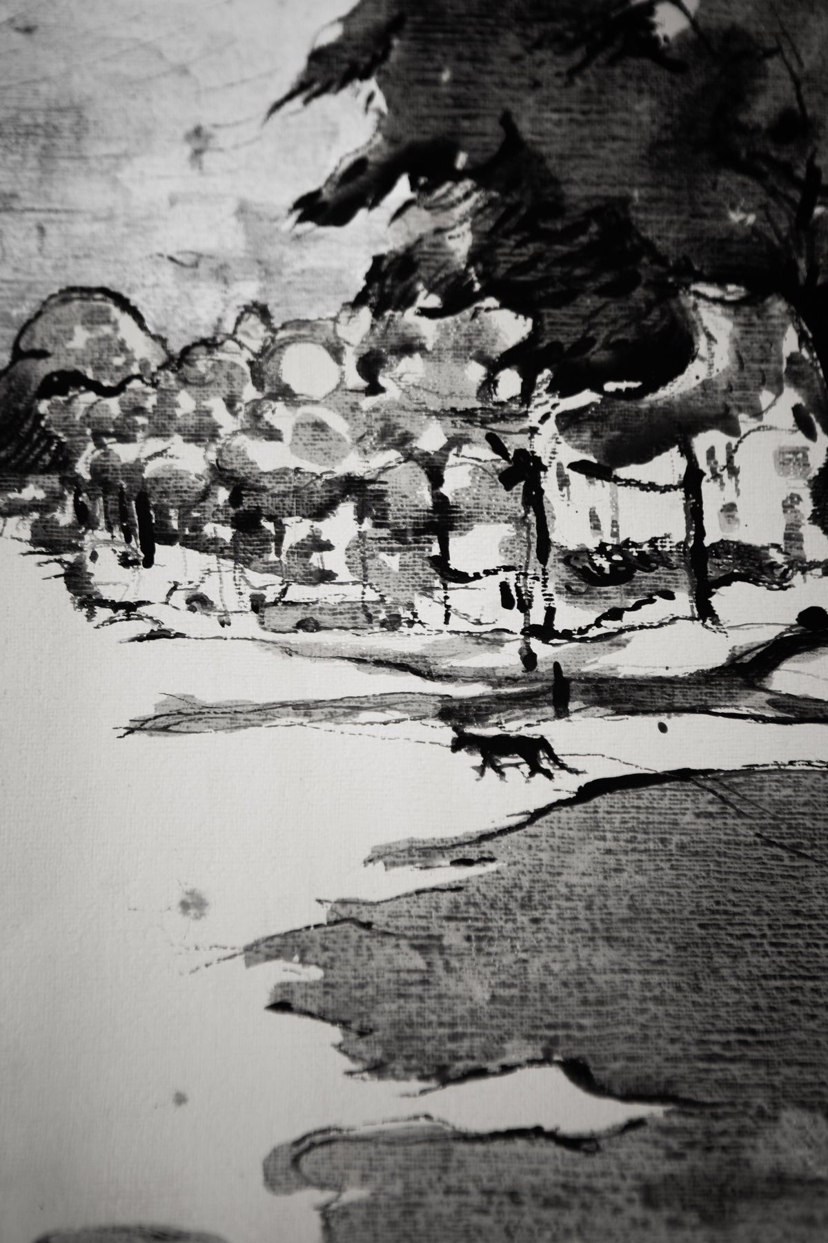 Unknown Street Scene on paper - LEONARD BENNETTS, New Zealand | 1933-2004