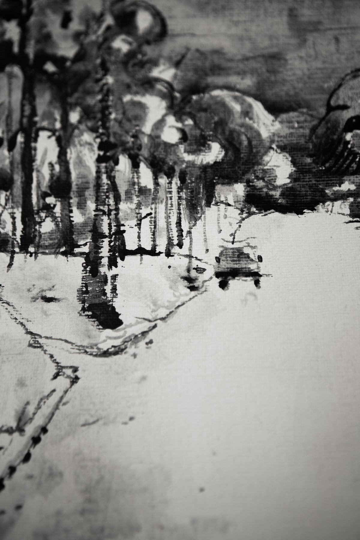 Unknown Street Scene on paper - LEONARD BENNETTS, New Zealand | 1933-2004