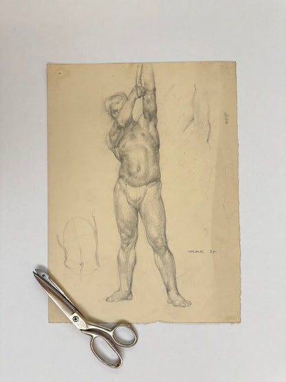 Male Life Drawing from the portfolio of Joyce Platt, March 1938