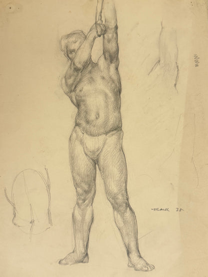 Male Life Drawing from the portfolio of Joyce Platt, March 1938