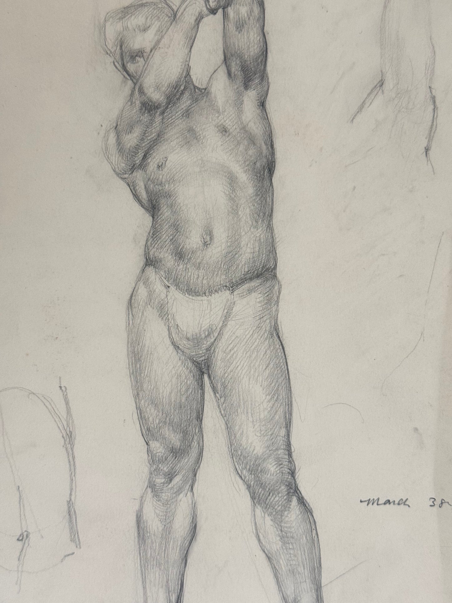 Male Life Drawing from the portfolio of Joyce Platt, March 1938