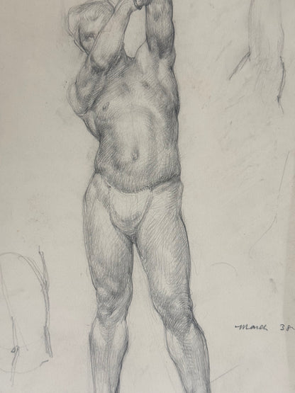 Male Life Drawing from the portfolio of Joyce Platt, March 1938