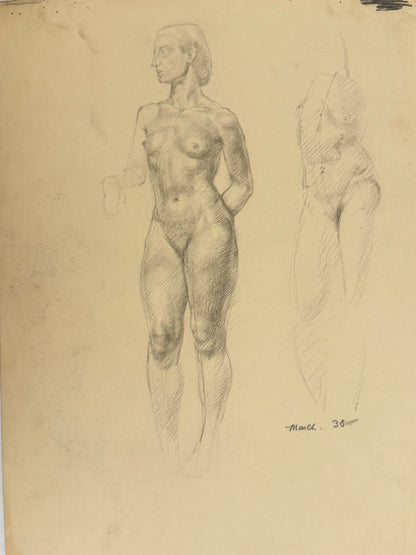 Female Life Drawing from the portfolio of Joyce Platt, March 1938