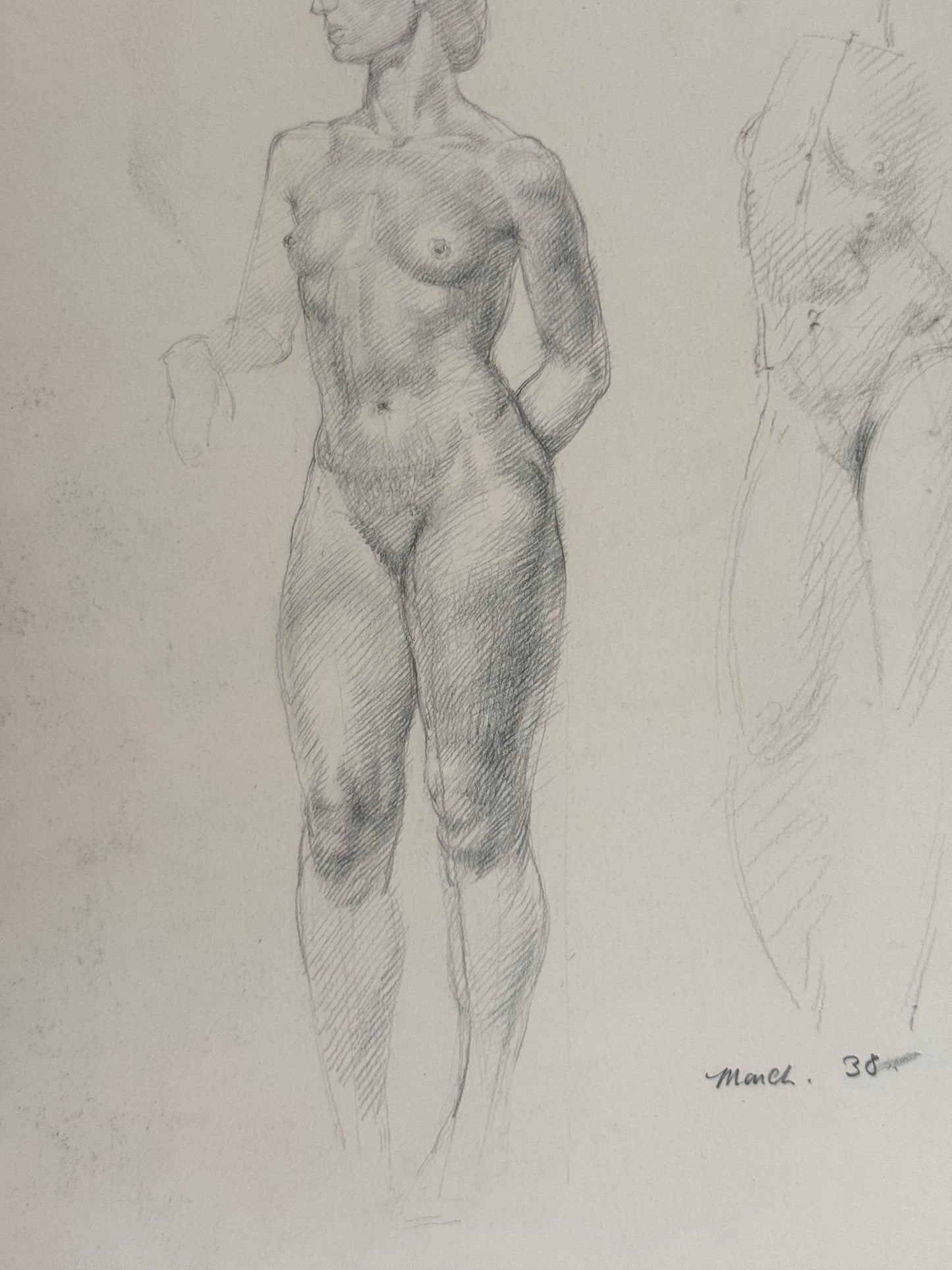 Female Life Drawing from the portfolio of Joyce Platt, March 1938