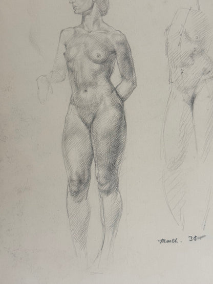 Female Life Drawing from the portfolio of Joyce Platt, March 1938