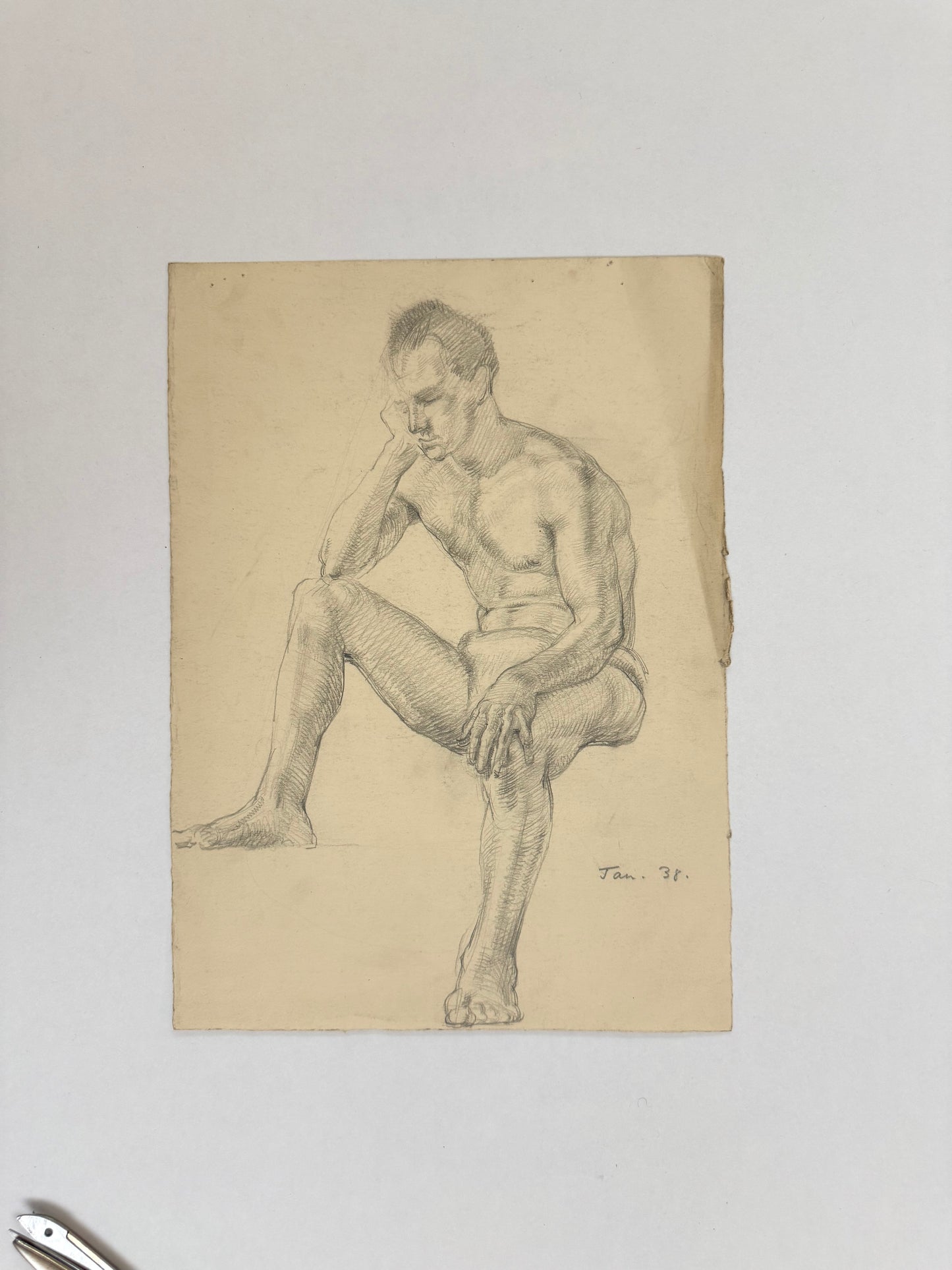 Male Life Drawing from the portfolio of Joyce Platt, Jan 1938