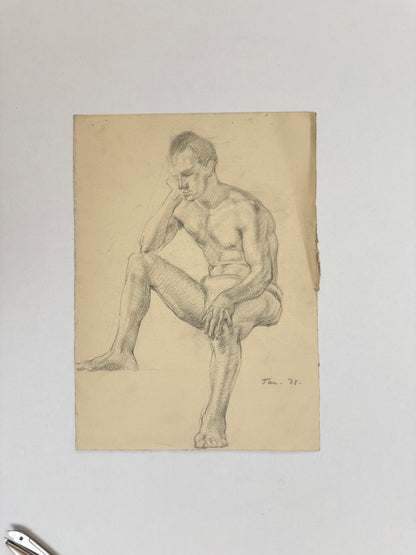 Male Life Drawing from the portfolio of Joyce Platt, Jan 1938