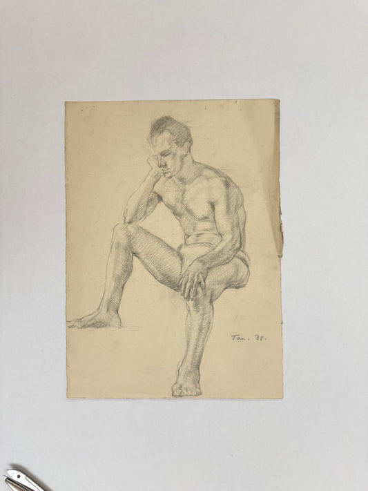 Male Life Drawing from the portfolio of Joyce Platt, Jan 1938