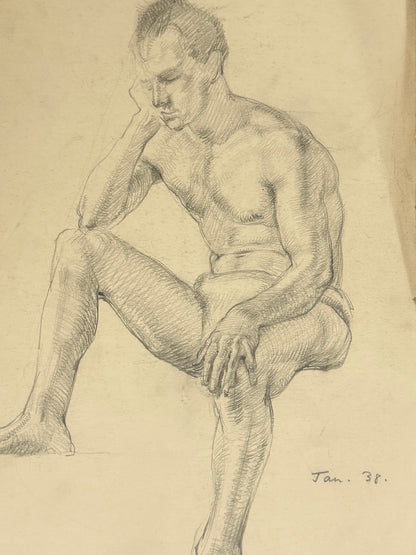 Male Life Drawing from the portfolio of Joyce Platt, Jan 1938