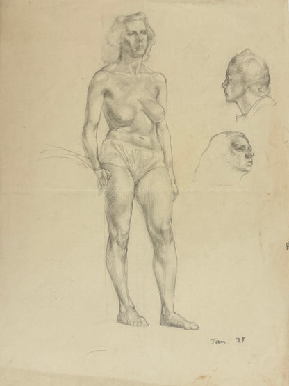 Female Life Drawing from the portfolio of Joyce Platt, Jan 1938